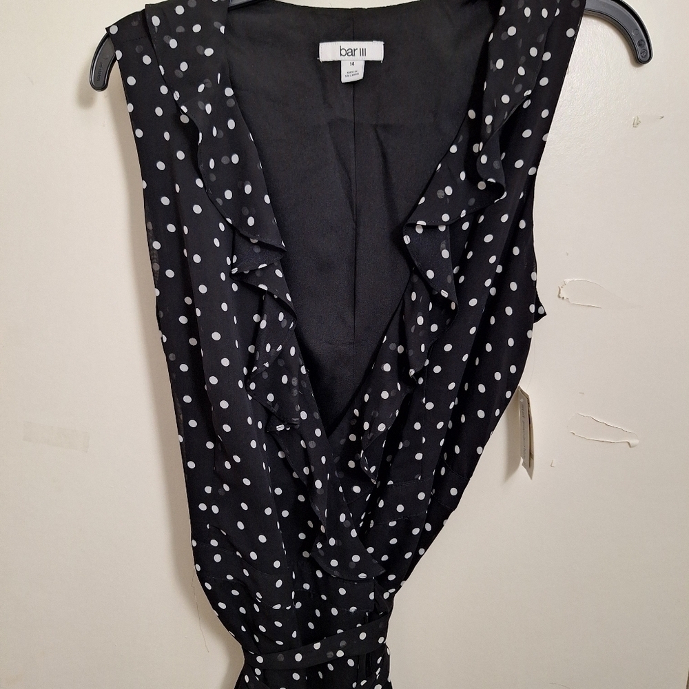 NWT Bar III Assymetrical Black Polka Dot Wrap Dress - Picture 13 of 13